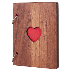 6 Inch Hollow Heart Wooden Cover Loose-leaf Scrapbooking Photo Album, 30 Black Pages DIY Handmade Picture Albums, for Memory Book, Saddle Brown, 161x120x3mm(DIY-WH0401-37)
