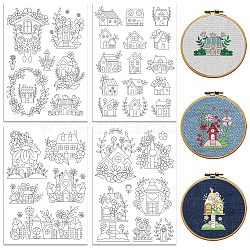 4 Sheets 11.6x8.2 Inch Stick and Stitch Embroidery Patterns, Non-woven Fabrics Water Soluble Embroidery Stabilizers, Flower, 297x210mmm(DIY-WH0455-195)