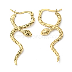 Ion Plating(IP) 304 Stainless Steel Hoop Earrings, Snake, Real 18K Gold Plated, 44x3x19.5mm(EJEW-K269-08G)