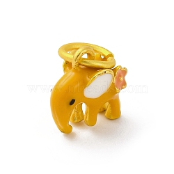 Alloy Enamel Charms, with Jump Ring, Elephant Charm, Golden, Goldenrod, 11.5x11.5x7mm, Hole: 5.5mm(ENAM-E362-13B)