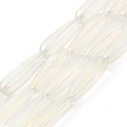 Glass Beads Strands, Teardrop, Clear AB, 21x6mm, Hole: 1.2mm, about 39pcs/strand, 31.54 inch(80.1cm)(GLAA-G104-01D)