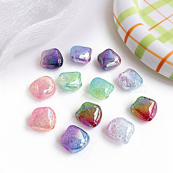 Transparent Crackle Acrylic Beads, Gradient Color, Square, Mixed Color, 23.9x23.5x13mm, Hole: 3.5mm(OACR-K008-09)