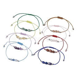 8Pcs 8 Style Natural Mixed Gemstone Nuggets & Pearl Braided Bead Bracelets Set, Nylon Adjustable Bracelets, Inner Diameter: 3-3/8 inch(8.5cm), 1Pc/style(BJEW-JB09590)