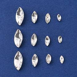 80Pcs 4 Style Pointed Back Glass Rhinestone Cabochons, Back Plated, Faceted, Horse Eye, Crystal, 6~15x3~7x2~4mm, 20pcs/style(RGLA-FS0001-02)