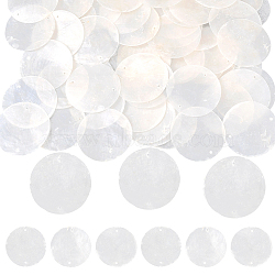100Pcs Natural Capiz Shell Disc Connector Charms, WhiteSmoke, 30x0.5mm, Hole: 1.2mm(BSHE-SC0001-33)