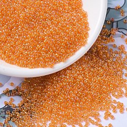 MIYUKI Round Rocailles Beads, Japanese Seed Beads, 11/0, (RR253) Transparent Orange AB, 2x1.3mm, Hole: 0.8mm, about 1111pcs/10g(X-SEED-G007-RR0253)