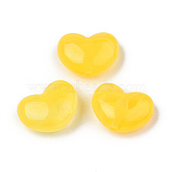 Transparent Acrylic Beads, Two-Tone, Imitation Gemstone Style, Heart, Gold, 15.5x21x9.5mm, Hole: 2mm, about 235pcs/500g(OACR-N008-54E)