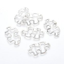 Tibetan Style Alloy Linking Rings, Cadmium Free & Lead Free, Autism Puzzle Jigsaw, Antique Silver, 30x18x3mm(X-TIBE-3558-AS-LF)