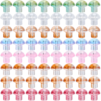 64Pcs 8 Colors Transparent Glass Beads, Mushroom, Mixed Color, 13.5x13.5mm, Hole: 1.6mm, 8pcs/color