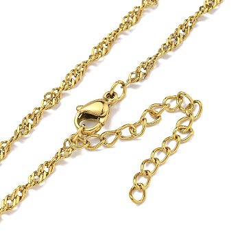 304 Stainless Steel Wheat Chain Necklaces, Real 18K Gold Plated, 17.80x0.10 inch(45.2x0.25cm)