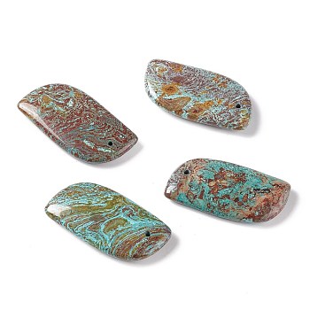 Natural Gemstones Pendants, Leaf, Dyed & Heated, Turquoise, 45~47x25~25.5x6~8mm, Hole: 1.6mm