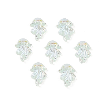 Luminous Resin Decoden Cabochons, Glow in the Dark Jellyfish, Aquamarine, 11x7x3mm