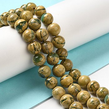 Natural Dragon Bone Stone Beads Strands, Grade A+, Round, 8mm, Hole: 1mm, about 50pcs/strand, 16.14''(41cm)