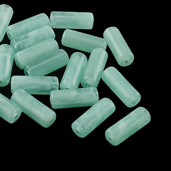 Column Imitation Gemstone Acrylic Beads, Medium Turquoise, 20x8mm, Hole: 2mm, about 480pcs/500g