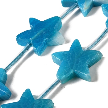 Natural Agate Beads Strands, Dyed,  Star, Light Sky Blue, 26x6mm, Hole: 1mm