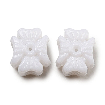Opaque Acrylic European Beads, Large Hole Beads, Clover, White, 12x10x8mm, Hole: 5.5mm, about 1160pcs/500g