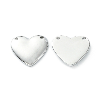 304 Stainless Steel Pendants, Heart Charms, Stainless Steel Color, 17x20x3mm, Hole: 1.5mm
