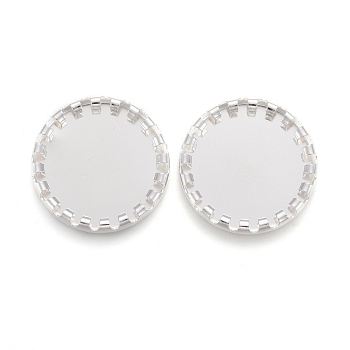 304 Stainless Steel Cabochon Settings, Serrated Edge Bezel Cups, Flat Round, Silver, Tray: 14mm, 17x2mm