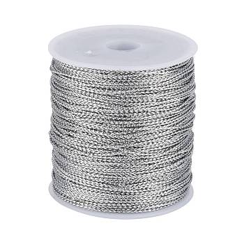 Jewelry Braided Thread Metallic Threads, Silver, 1mm, 109.36yards/roll(100m/roll)