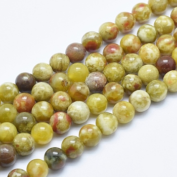Natural Serpentine Jade Beads Strands, Round, 8mm, Hole: 1mm, about 48pcs/strand, 15.7 inch(40cm)