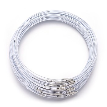 Steel Wire Necklace Cord, with Brass Screw Clasps, White, 17.5 inch