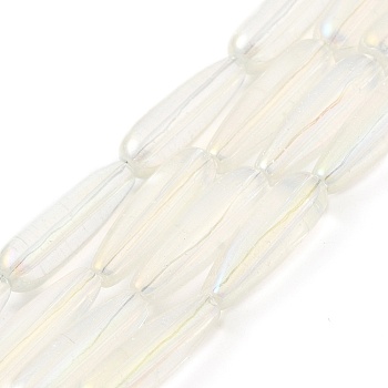 Glass Beads Strands, Teardrop, Clear AB, 21x6mm, Hole: 1.2mm, about 39pcs/strand, 31.54 inch(80.1cm)