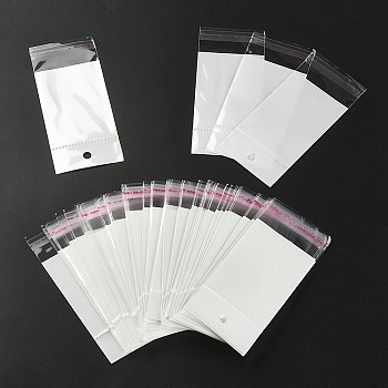 Rectangle OPP Cellophane Bags with Hanging Hole, White, 11.5x5cm, Unilateral Thickness: 0.1mm, Inner Measure: 6.6x5cm, Hole: 6mm