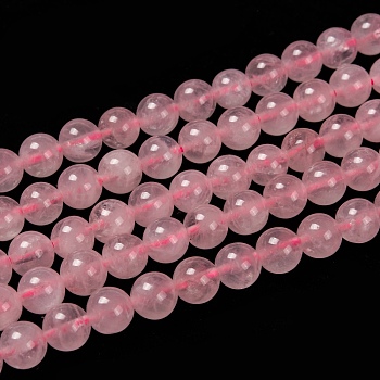 Natural  Rose Quartz Beads Strands, Round, 8mm, Hole: 1mm, about 44~48pcs/strand, 15 inch