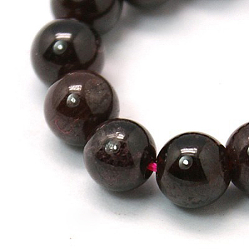 Gemstone Beads Strands, Natural Garnet, Round, Dark Red, 4mm, Hole: 0.5mm, about 46pcs/strand, 7.5 inch
