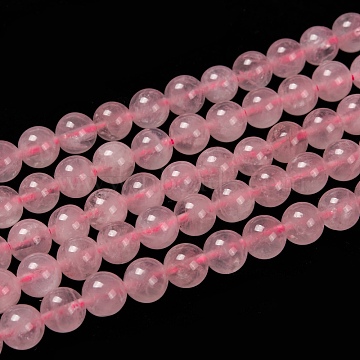Natural  Rose Quartz Beads Strands, Round, 8mm, Hole: 1mm, about 44~48pcs/strand, 15 inch(G-L104-8mm-01)