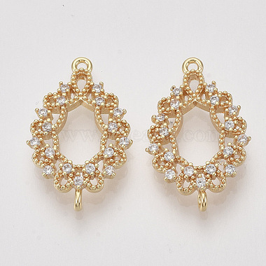 Real 18K Gold Plated Clear Teardrop Brass+Cubic Zirconia Links