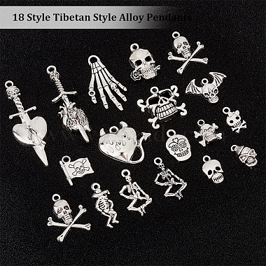 72Pcs 18 Style Tibetan Style Alloy Pendants(TIBEP-FG0001-09)-3
