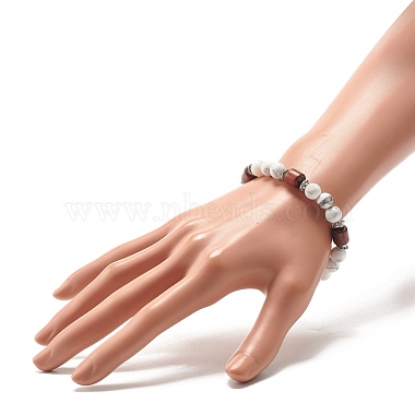 Bracelet extensible en perles d'howlite naturelle pour femme ou homme(BJEW-JB07732-03)-3