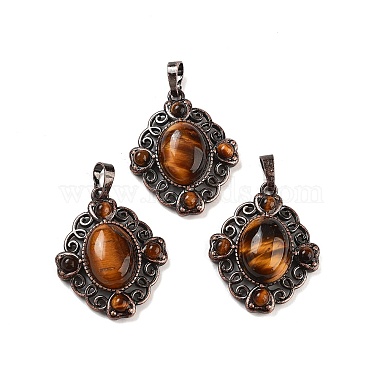 Red Copper Rhombus Tiger Eye Pendants