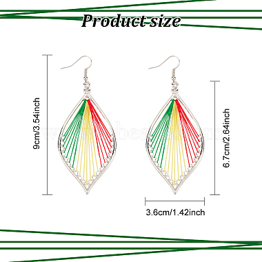 3 Pair 3 Color Bohemia Woven Leaf Dangle Earrings(EJEW-AN0001-14)-2