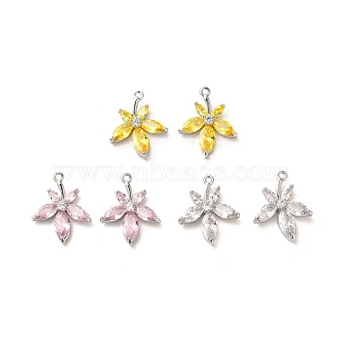 Real Platinum Plated Mixed Color Flower Brass+Glass Pendants