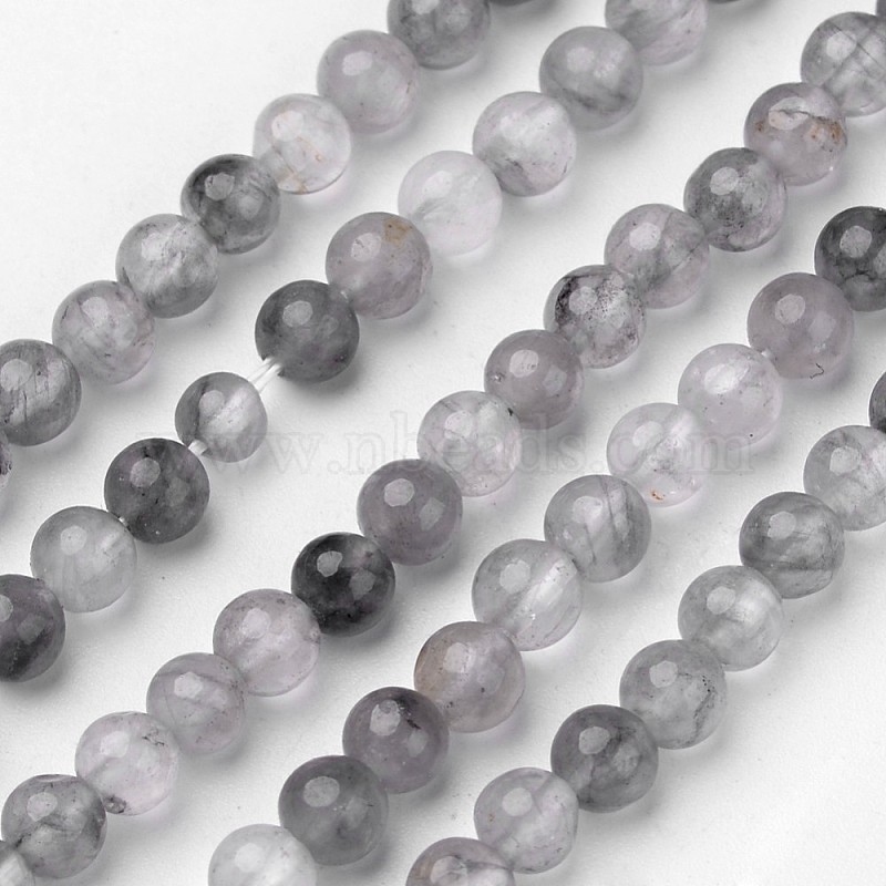 Matte Round Cloudy Quartz Beads 4mm Grey Stone 15 Inch Strand 