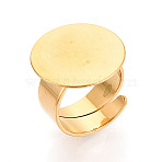 304 Stainless Steel Ring Base Findings, Flat Round Pad Ring Settings, Real 18K Gold Plated, 17mm, Tray Size: 20mm(STAS-N122-02B-G)