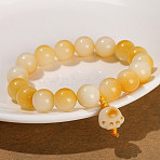 Natural Bodhi Wood Beads Charm Bracelets, Paw Print, Inner Diameter: 2-1/8 inch(5.5cm)(WG92C20-05)