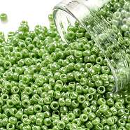 TOHO Round Seed Beads, Japanese Seed Beads, (130L) Opaque Luster Light Green , 11/0, 2.2mm, Hole: 0.8mm, about 5555pcs/50g(SEED-XTR11-0130L)