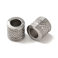 Non-Tarnish 304 Stainless Steel European Beads, Large Hole Beads, Column, Stainless Steel Color, 9.5x9.5mm, Hole: 5.5mm(STAS-K285-09P)