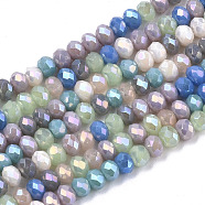 Electroplate Glass Beads Strands, AB Color Plated, Faceted, Rondelle, Royal Blue, 3x2.5mm, Hole: 0.7mm, about 188~190pcs/16.93 inch~17.71 inch(43~45cm)(EGLA-S192-001A-B05)