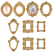 AHADEMAKER 10Pcs 5 Style Plastic Picture Frame, Mini Retro Embossed Photo Frame, for Dollhouse, Wall Decor, Photography Props, Rectangle & Oval, Goldenrod, 48~73.5x37.5~58x7~9mm, Inner Diameter: 27~45x19~32mm, 2pcs/style(AJEW-GA0005-13)