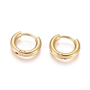 Ion Plating(IP) 304 Stainless Steel Huggie Hoop Earrings, Hypoallergenic Earrings, with 316 Surgical Stainless Steel Pin, Golden, 10 Gauge, 12~13x2.5mm, Pin: 1mm(X-EJEW-F111B-13mm-G)