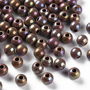 Opaque Acrylic Beads, AB Color Plated, Round, Camel, 6x5mm, Hole: 1.8mm, about 4400pcs/500g(MACR-S370-D6mm-A17)