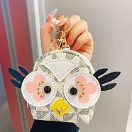 PU Leather Wallets, with Alloy Keychain Clasps, Owl, Old Lace, 10x8x5cm(KEYC-PW0002-051A)