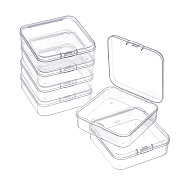 Square Plastic Bead Storage Containers, with Hinged Lid, Clear, 6.4x6.3x2cm(CON-FS0001-09)