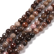 Natural Petrified Wood Beads Strands, Faceted(128 Facets), Round, 8.5mm, Hole: 1.2mm, about 45pcs/strand, 14.76''(37.5cm)(G-E571-27B)