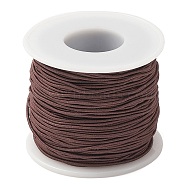 Round Polyester Elastic Cord, Adjustable Elastic Cord, with Spool, Coffee, 1mm, about 49.21 Yards(45m)/Roll(EC-YWC001-01-B)