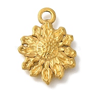 304 Stainless Steel Pendants, Flower Charm, Real 18K Gold Plated, 18x13.5x2.2mm, Hole: 1.8mm(STAS-Z092-01G-04)